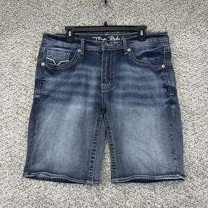 True Rebel 705 Shorts Men's Size 34 Blue Denim Jorts Cotton Stretch Pockets Logo